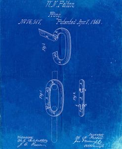 PP402-Faded Blueprint Carabiner Ring 1868 Patent Poster