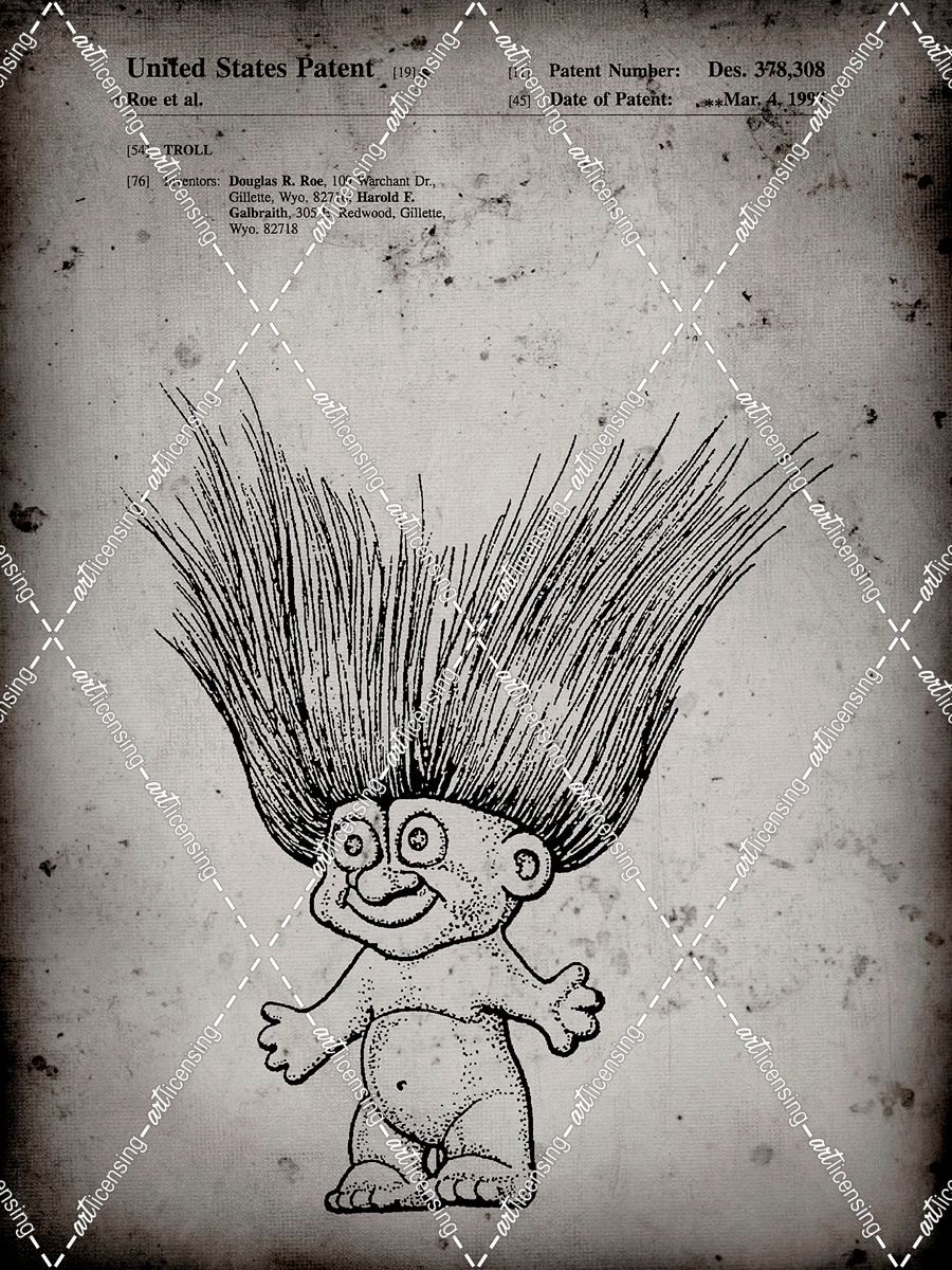 PP406-Faded Grey Troll Doll Patent Poster