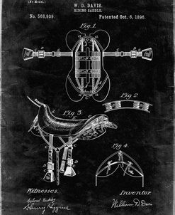 PP444-Black Grunge Horse Saddle Patent Poster