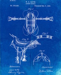 PP444-Faded Blueprint Horse Saddle Patent Poster