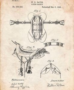 PP444-Vintage Parchment Horse Saddle Patent Poster