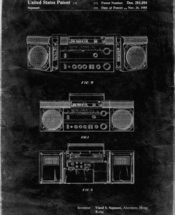 PP448-Black Grunge Hitachi Boom Box Patent Poster