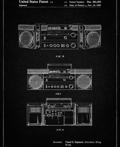 PP448-Vintage Black Hitachi Boom Box Patent Poster