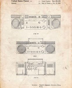 PP448-Vintage Parchment Hitachi Boom Box Patent Poster