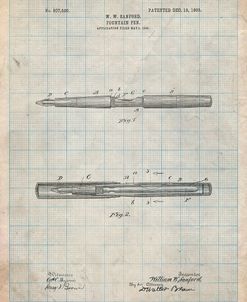 PP494-Antique Grid Parchment Sanford Fountain Pen 1905 Patent Poster