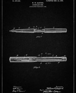 PP494-Vintage Black Sanford Fountain Pen 1905 Patent Poster