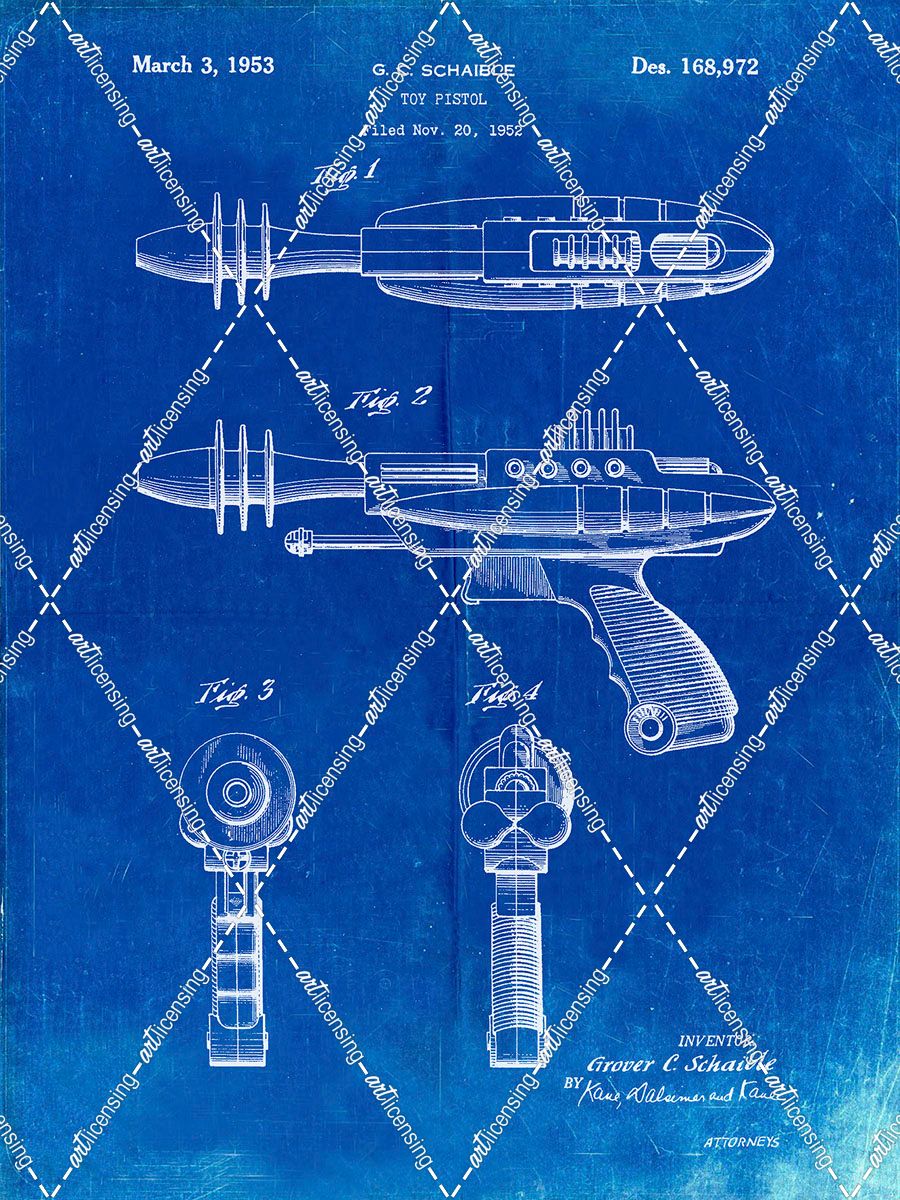 PP498-Faded Blueprint Toy Laser Gun Patent Print