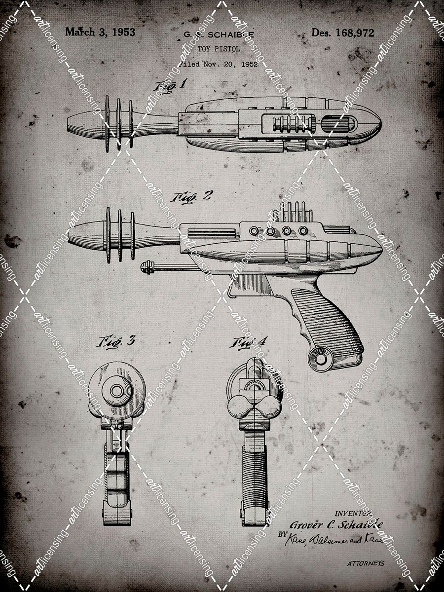 PP498-Faded Grey Toy Laser Gun Patent Print