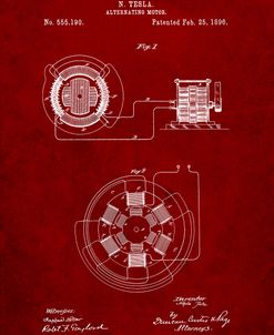 PP505-Burgundy Tesla Alternating Motor Patent Poster