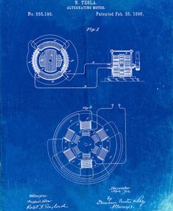 PP505-Faded Blueprint Tesla Alternating Motor Patent Poster