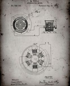 PP505-Faded Grey Tesla Alternating Motor Patent Poster