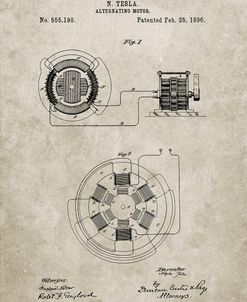 PP505-Sandstone Tesla Alternating Motor Patent Poster