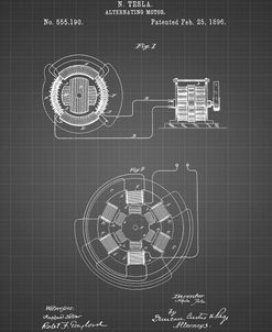 PP505-Black Grid Tesla Alternating Motor Patent Poster