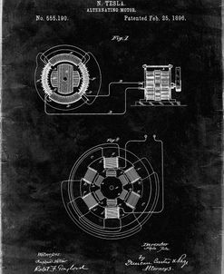 PP505-Black Grunge Tesla Alternating Motor Patent Poster