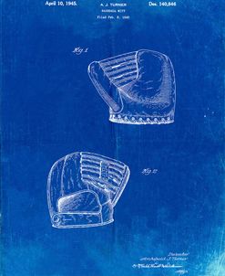 PP538-Faded Blueprint A.J. Turner Baseball Mitt Patent Poster