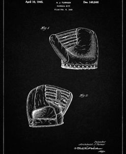 PP538-Vintage Black A.J. Turner Baseball Mitt Patent Poster