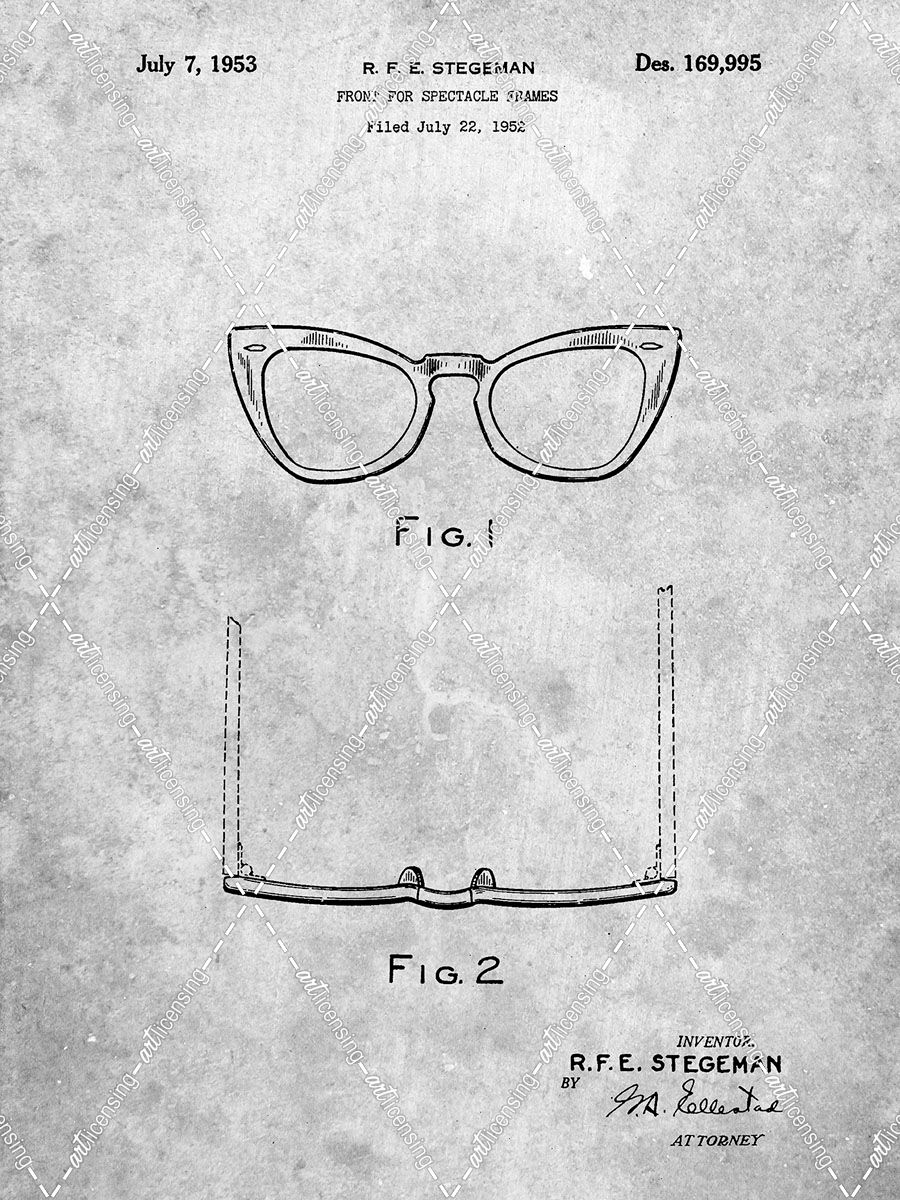 PP541-Slate Ray Ban Horn Rimmed Glasses Patent Poster