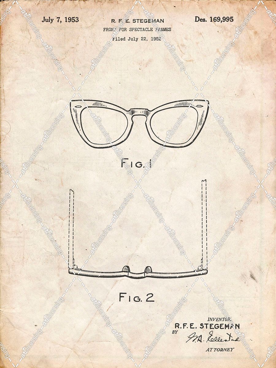 PP541-Vintage Parchment Ray Ban Horn Rimmed Glasses Patent Poster