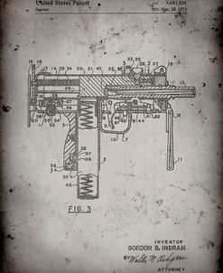 PP584-Faded Grey Mac-10 Uzi Patent Poster