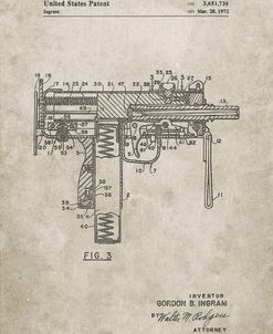 PP584-Sandstone Mac-10 Uzi Patent Poster