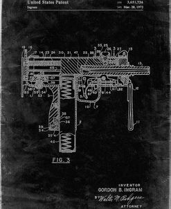 PP584-Black Grunge Mac-10 Uzi Patent Poster