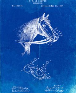 PP611-Faded Blueprint Horse Bridle Bit Poster