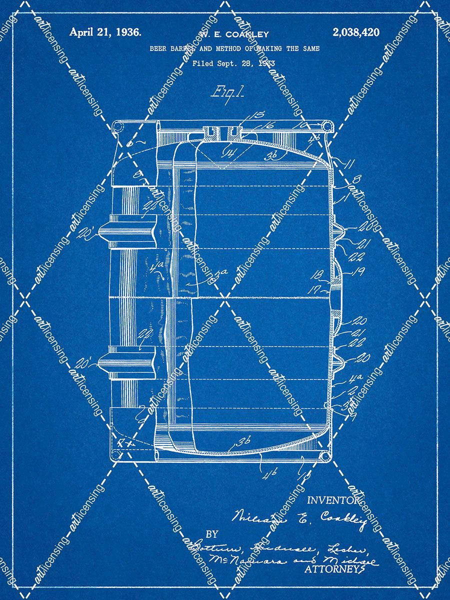 PP727-Blueprint Beer Barrel Patent Poster