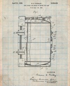 PP727-Antique Grid Parchment Beer Barrel Patent Poster