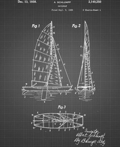 PP769-Black Grid Collapsable Sailboat Poster