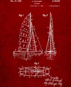 PP769-Burgundy Collapsable Sailboat Poster