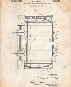 PP727-Vintage Parchment Beer Barrel Patent Poster