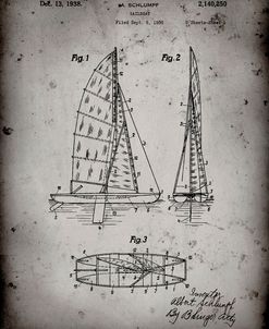 PP769-Faded Grey Collapsable Sailboat Poster