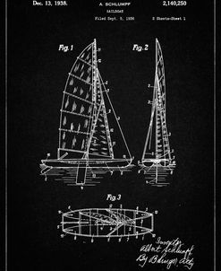 PP769-Vintage Black Collapsable Sailboat Poster