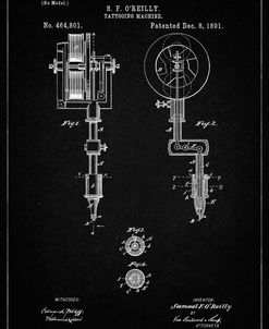 PP814-Vintage Black First Tattoo Machine Patent Poster