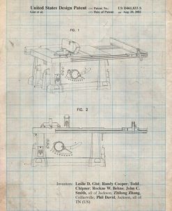 PP999-Antique Grid Parchment Porter Cable Table Saw Patent Poster