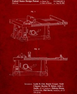 PP999-Burgundy Porter Cable Table Saw Patent Poster