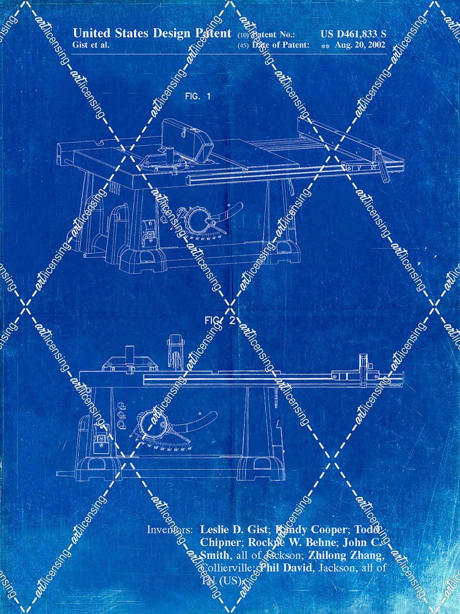 PP999-Faded Blueprint Porter Cable Table Saw Patent Poster
