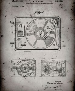 PP1009-Faded Grey Record Player Patent Poster
