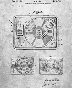 PP1009-Slate Record Player Patent Poster