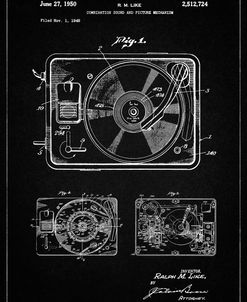 PP1009-Vintage Black Record Player Patent Poster