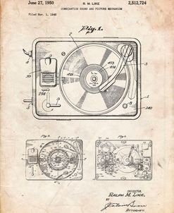 PP1009-Vintage Parchment Record Player Patent Poster