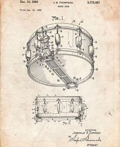 PP1018-Vintage Parchment Rogers Snare Drum Patent Poster