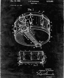 PP1018-Black Grunge Rogers Snare Drum Patent Poster