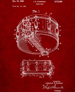 PP1018-Burgundy Rogers Snare Drum Patent Poster