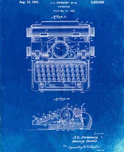 PP1029-Faded Blueprint School Typewriter Patent Poster