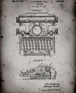 PP1029-Faded Grey School Typewriter Patent Poster