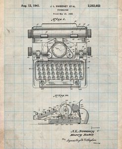 PP1029-Antique Grid Parchment School Typewriter Patent Poster