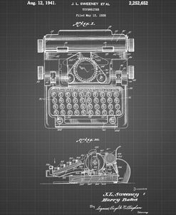 PP1029-Black Grid School Typewriter Patent Poster