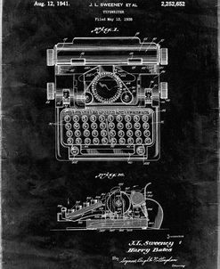 PP1029-Black Grunge School Typewriter Patent Poster