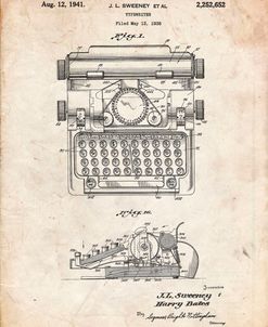 PP1029-Vintage Parchment School Typewriter Patent Poster